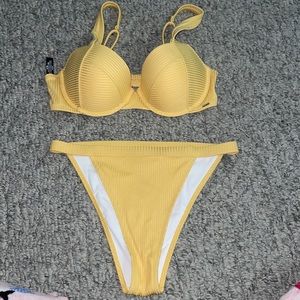 yellow push-up bikini set